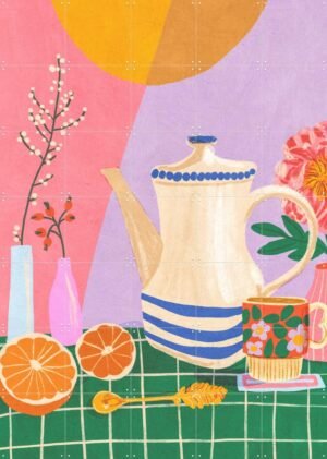 IXXI Sunny still life, Gigi Rosado - 100 x 140 cm - Gratis ophangtool - Grote wanddecoratie en posters - Speels, Kleurrijk, Grafisch Ontwerp