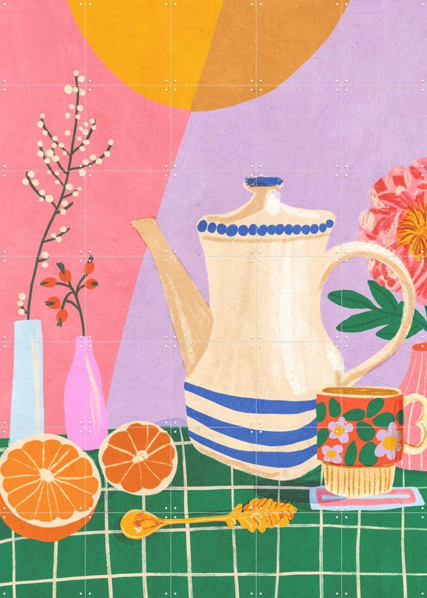 IXXI Sunny still life, Gigi Rosado - 100 x 140 cm - Gratis ophangtool - Grote wanddecoratie en posters - Speels, Kleurrijk, Grafisch Ontwerp