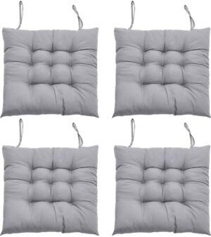 Ibenzoa® Comfortabele Set van 4 Zitkussens met Antislipbanden voor Binnen en Buiten Stoelen