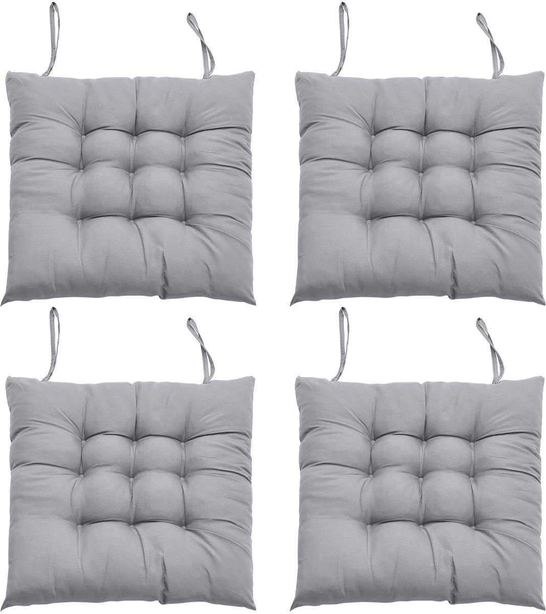 Ibenzoa® Comfortabele Set van 4 Zitkussens met Antislipbanden voor Binnen en Buiten Stoelen