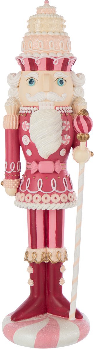 J-Line figuur Notenkraker Snoep - polyresin - wit/roze - large