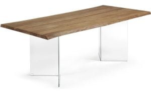 Kave Home Kave Home Lotty, Lotty tafel van naturel eiken fineer met glazen poten 220 x 100 cm (mtk0122)