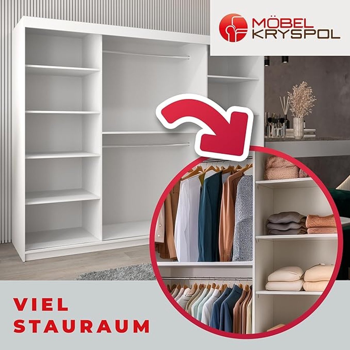 Kledingkast met Spiegel 250x200x62 cm - Drie Schuifdeuren, Planken & Kledingstang - Moderne Multifunctionele Kast voor Slaapkamer en Hal - Wit & Zwart - Abkantoor