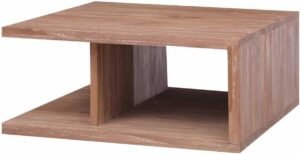 Koffietafel Teakhout - Salontafel C-vorm - Woonkamer Inrichten - Met Opbergvak - 70x70x30 cm - Origineel