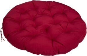 Kussen - Rond Dik Kussen - Geschikt voor Buiten - Tuinkussen - Kussen - Hangstoel - Binnen en Buiten -60*60cm-Donkerrood