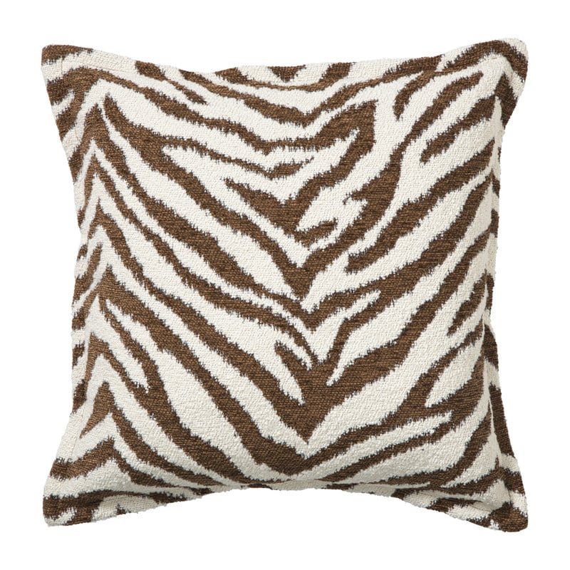 Kussen jacquard zebra - bruin/wit - 45x45 cm