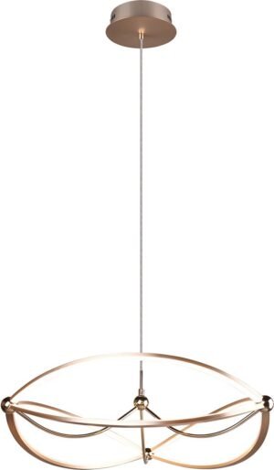 LED Hanglamp - Trion Charis - 42W - Warm Wit 3000K - Dimbaar - Rond - Mat Goud - Aluminium