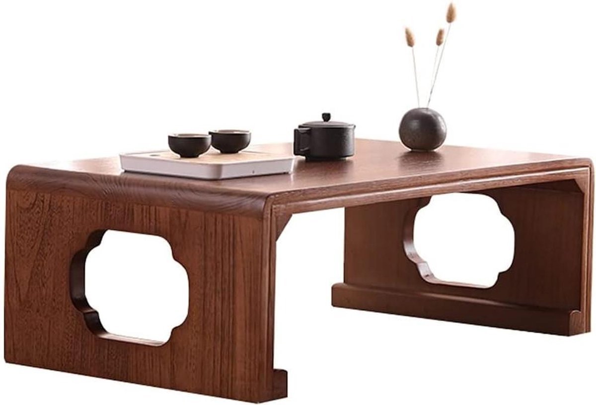 Lage Salontafel - Zen Thee Tafel - Ontspannen Koffie Moment - Handgemaakt Pen-en-gat - 50x40x30cm - Zwart