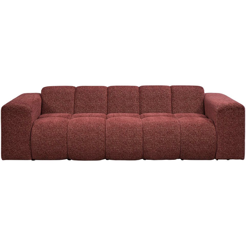 Leen Bakker - Bank Beau 3-zits - Raven - Wijn - Stof - Rood - 94x247x70 Cm