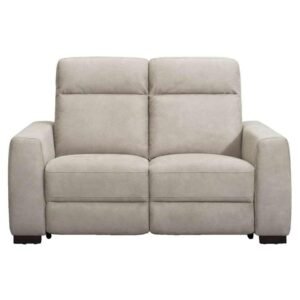 Leen Bakker - Bank James Elektrisch Verstelbaar 2-zits - Zilver - Lederlook/Polyester - Grijs - 160x100x95 Cm