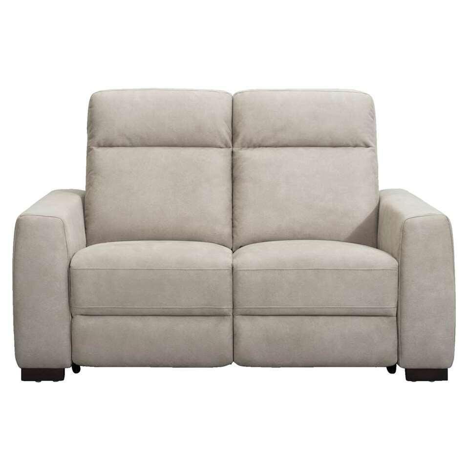 Leen Bakker - Bank James Elektrisch Verstelbaar 2-zits - Zilver - Lederlook/Polyester - Grijs - 160x100x95 Cm