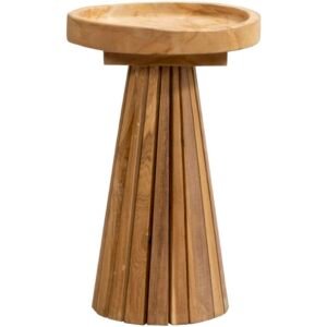 Leen Bakker - Bijzettafel Mawar - Naturel - 30x30x45 Cm - Teakhout - Bruin