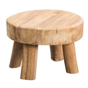 Leen Bakker - Bijzettafel Tjeu - Teak - 30xØ45 Cm - Teakhout - Bruin