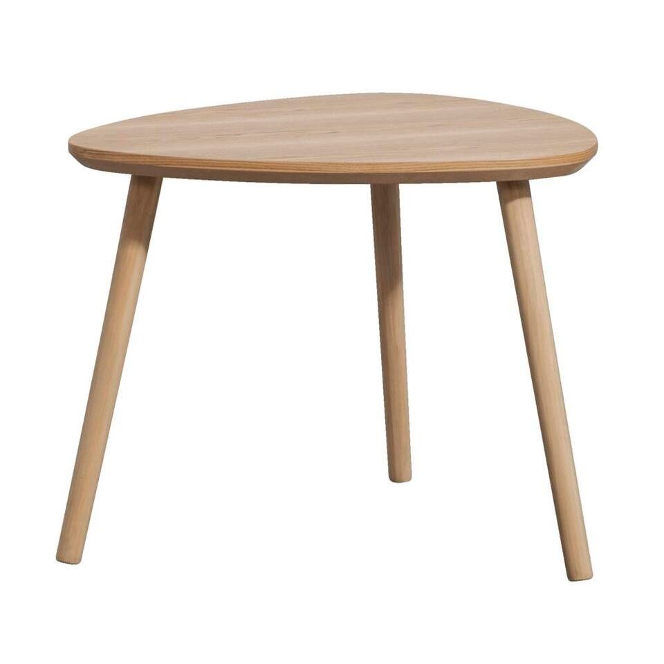 Leen Bakker - Bijzettafel Triangel - Naturel - 55x55x44,5 Cm - Dennenhout - Bruin