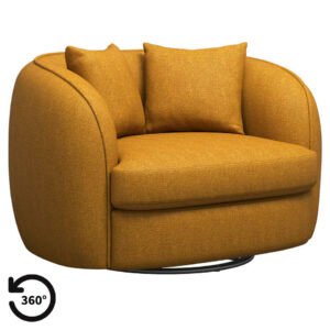 Leen Bakker - Draaibare Loveseat Enzio - Elephant - Oker - Stof - Geel - 95x129x76 Cm