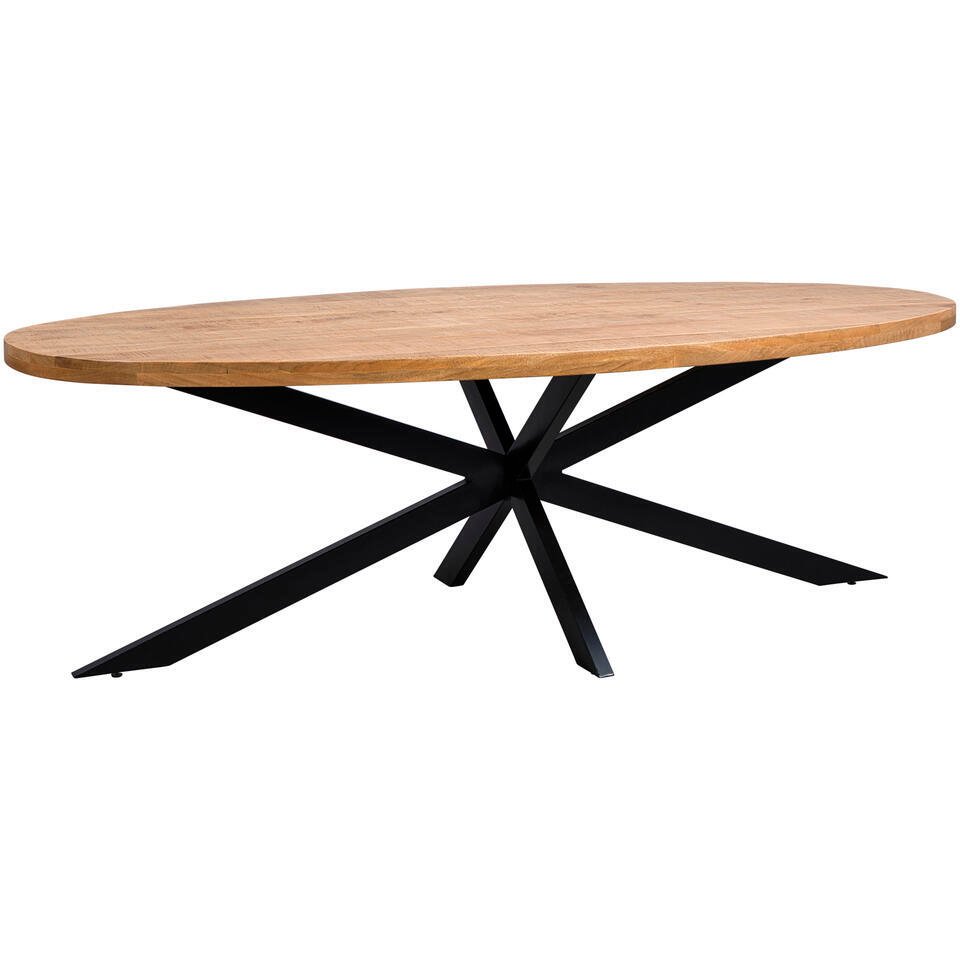 Leen Bakker - Eettafel Travis Ovaal - 240x120 Cm - Mangohout - Bruin