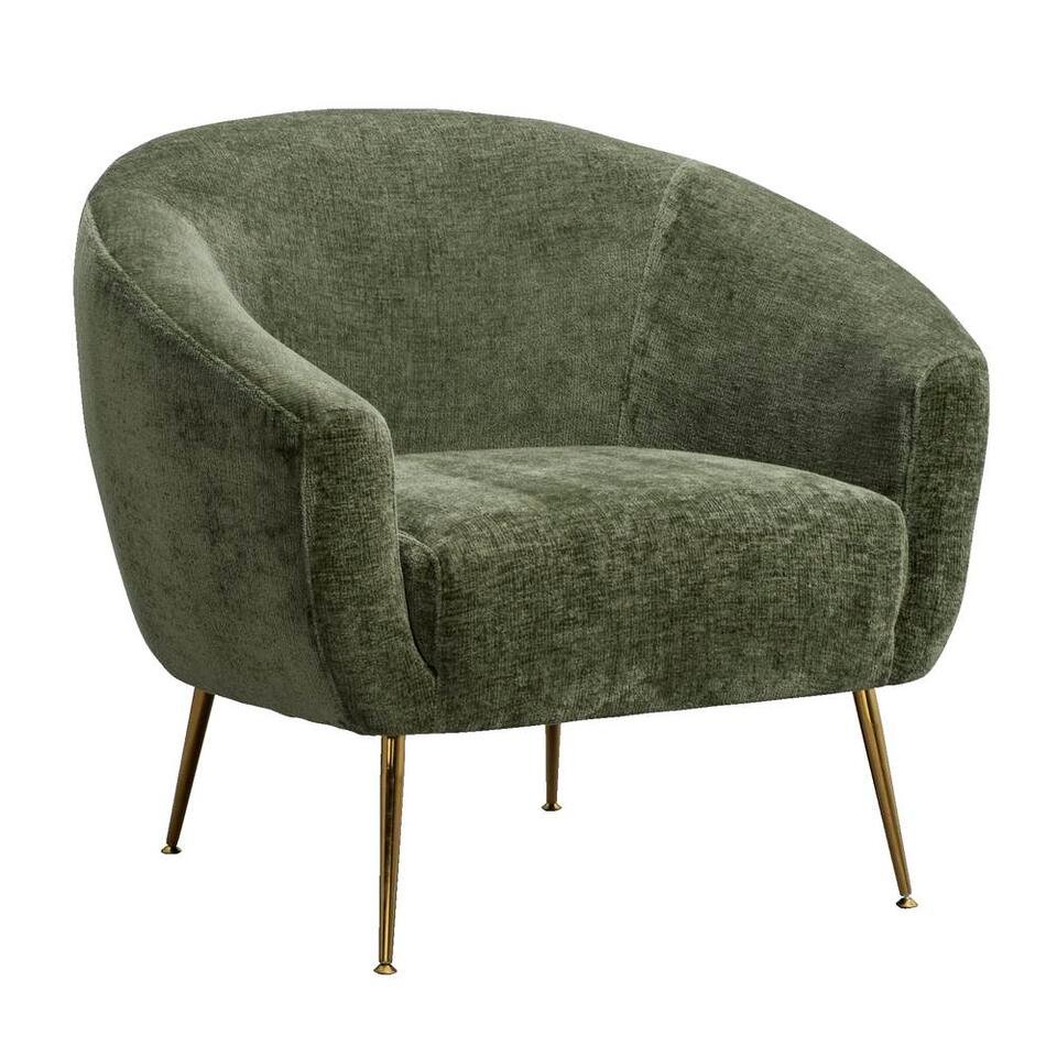 Leen Bakker - Fauteuil Rosaly - Stof - Groen - 74x88x75.5 Cm