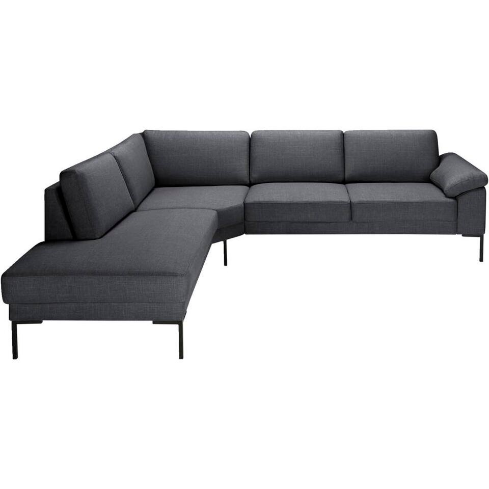 Leen Bakker - Hoekbank Tom Links - Basel - Antraciet - Stof - Grijs - 237x279x84 Cm