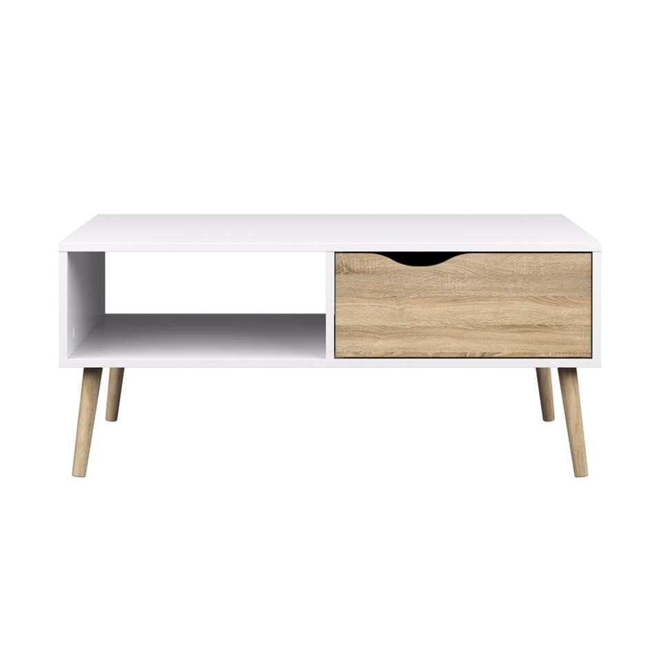 Leen Bakker - Salontafel Delta - /eikenkleur - 43,3x98,6x60,1 Cm - Hout - Wit - 60.1x98.6x43.3 Cm