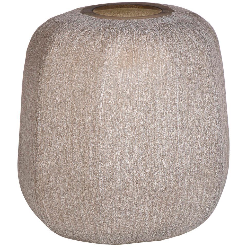 Leen Bakker - Vaas Bolia - Zandkleur - 24xØ23 Cm - Glas - Beige