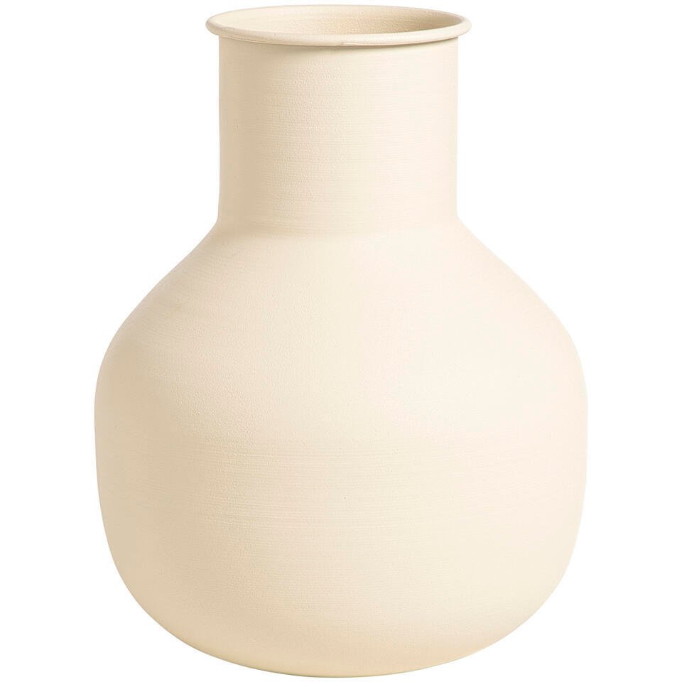 Leen Bakker - Vaas Maan Off-white - 30,3x23x12,3 Cm - Metaal - Wit#Crème - 12.3x23x30.3 Cm