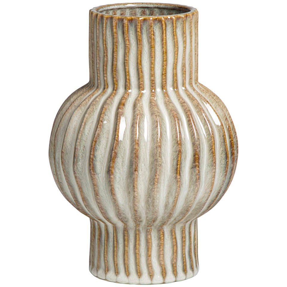 Leen Bakker - Vaas Oli - Naturel - 25xØ17,5 Cm - Keramiek - Crème