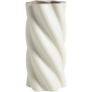 Leen Bakker - Vaas Twist - Off-white - 29,8xØ14,2 Cm - Keramiek - Crème - H29.8 Cm