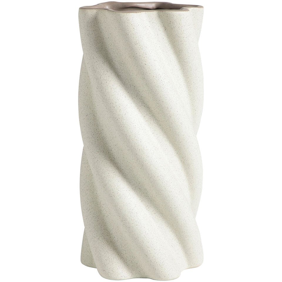 Leen Bakker - Vaas Twist - Off-white - 29,8xØ14,2 Cm - Keramiek - Crème - H29.8 Cm
