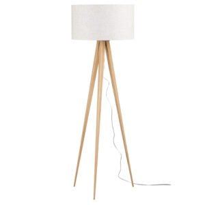Leen Bakker - Vloerlamp Gaia - Naturel - Ø50x150 Cm - Stof/Metaal - Crème