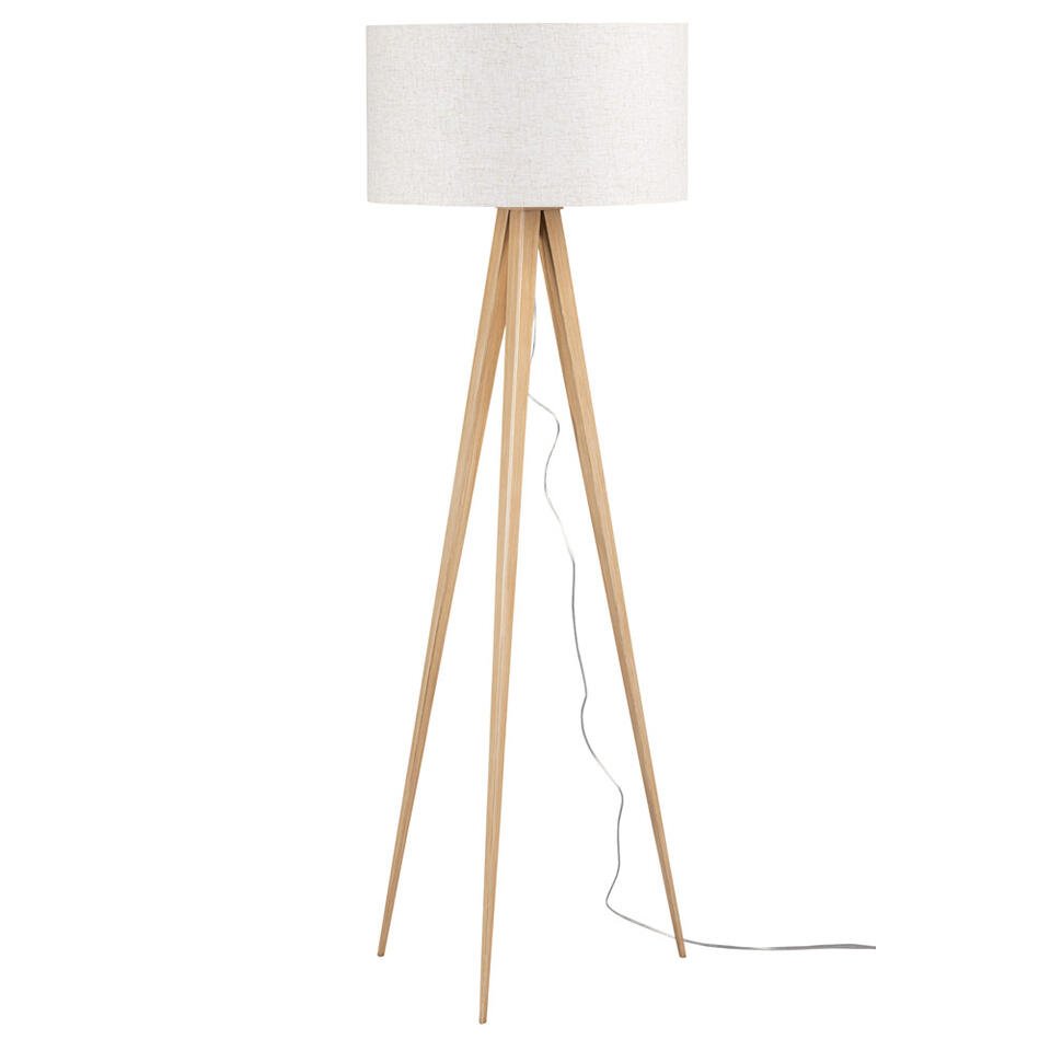 Leen Bakker - Vloerlamp Gaia - Naturel - Ø50x150 Cm - Stof/Metaal - Crème
