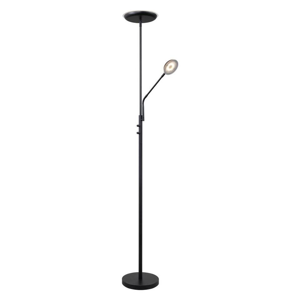 Leen Bakker - Vloerlamp Luca LED - - 182xØ36 Cm - Metaal/Glas - Zwart