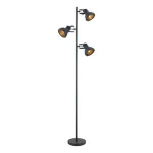 Leen Bakker - Vloerlamp Riga 3-spot - - 152xØ22 Cm - Metaal - Zwart