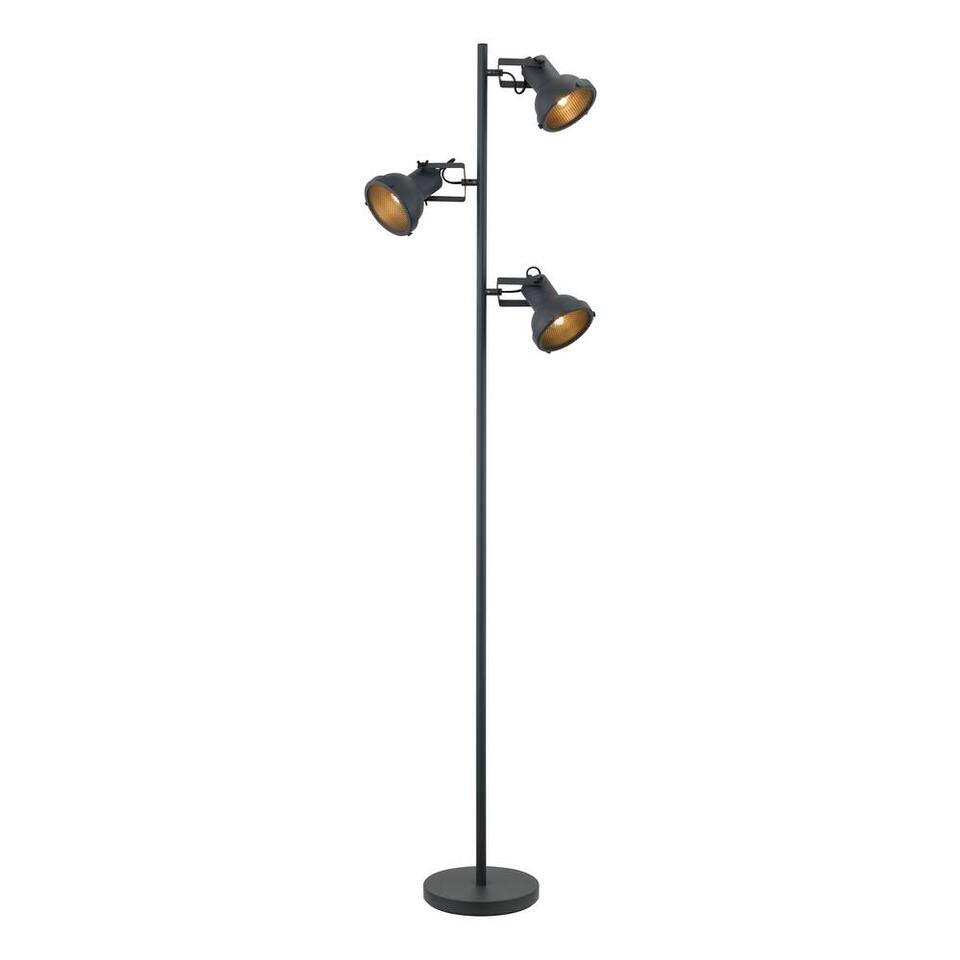 Leen Bakker - Vloerlamp Riga 3-spot - - 152xØ22 Cm - Metaal - Zwart
