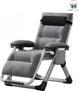 LifeStages - Loungestoel Buiten - Met Bijzettafel - Zero Gravity Fauteuil - Outdoor Lounge Stoel - Stevig En Comfortabel - Ondersteunt Tot 200 KG