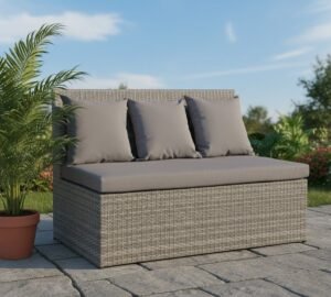Luxe 2-Zits Polyrattan Loungesofa HWC-G16 - Modern Tuinbank Recliner met Donkergrijze Kussens - Waterbestendig, Comfortabele Zit, 120 cm, Poly Rattan & Stalen Frame House&Garden