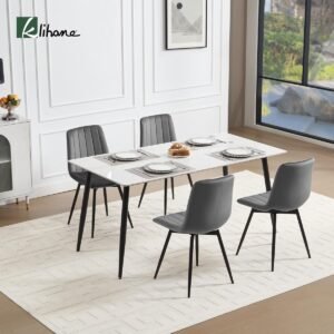 Luxe Draaibare Fluwelen Eetkamerstoelen Set van 4 - 360° Roterend, Ergonomisch Design, Metalen Poten, Donkergrijs, 51x42,5x83,5 cm