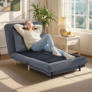 MODFU - Slaapstoel Met Bedfunctie - 3-In-1 En Verstelbare Rugleuning - Modern - Voor Logeerkamer - Polyester - Grijs - 191 X 95 Cm