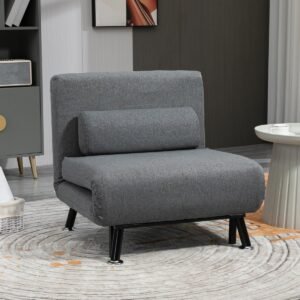 MODFU - Slaapstoel Met Slaapfunctie - Verstelbare Rugleuning - Modern - Voor Woonkamer - Staal - Donkergrijs - 75 x 70 x 75 cm