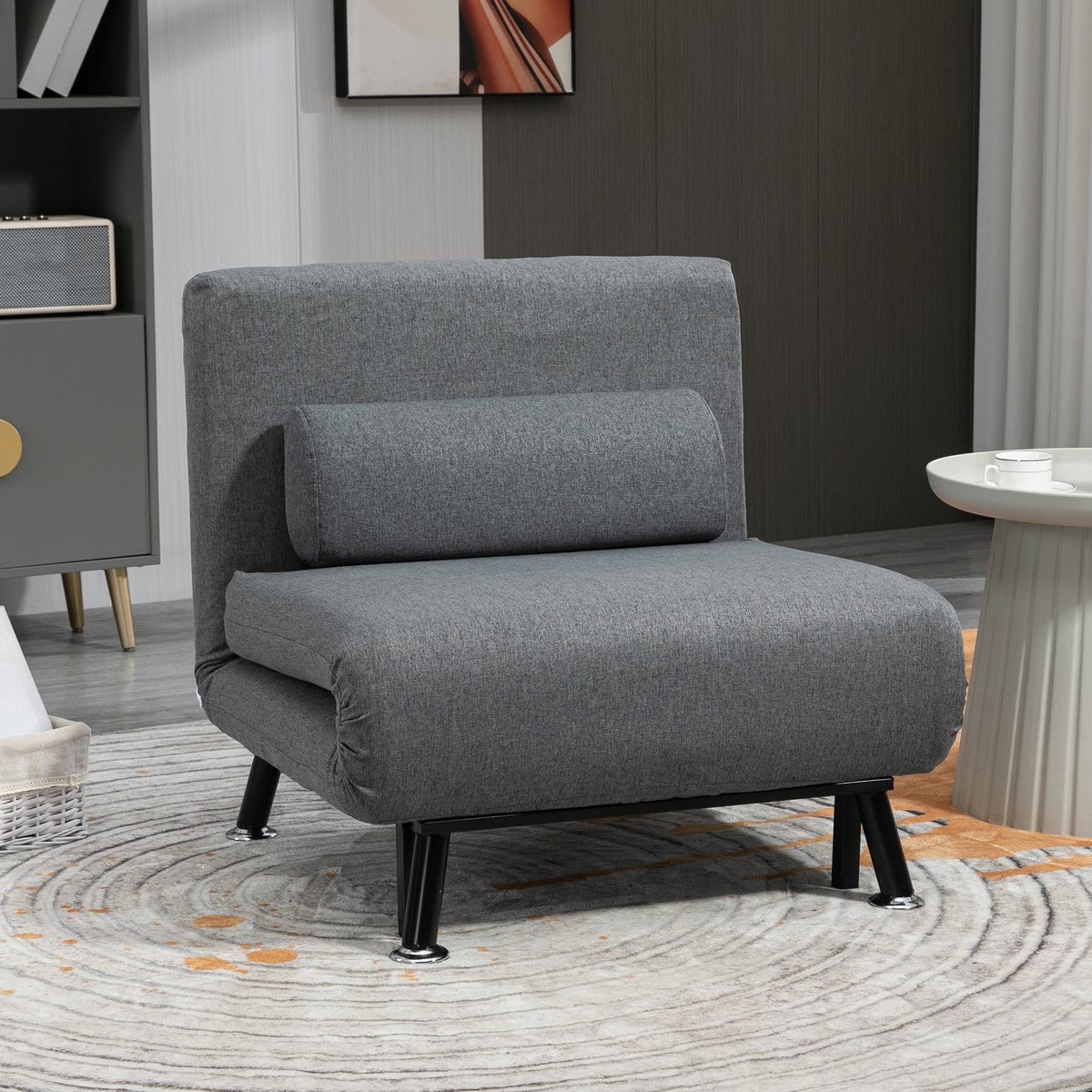 MODFU - Slaapstoel Met Slaapfunctie - Verstelbare Rugleuning - Modern - Voor Woonkamer - Staal - Donkergrijs - 75 x 70 x 75 cm