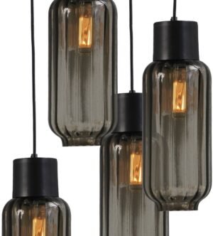 Masterlight Lett Hanglamp - Ø50cm - 5-lichts E27 - Zwart