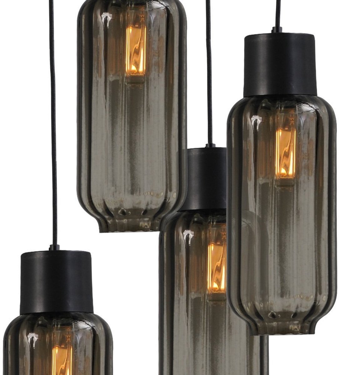 Masterlight Lett Hanglamp - Ø50cm - 5-lichts E27 - Zwart