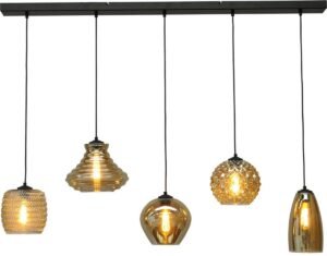Masterlight Quinto Hanglamp - 5-lichts E27 - Zwart