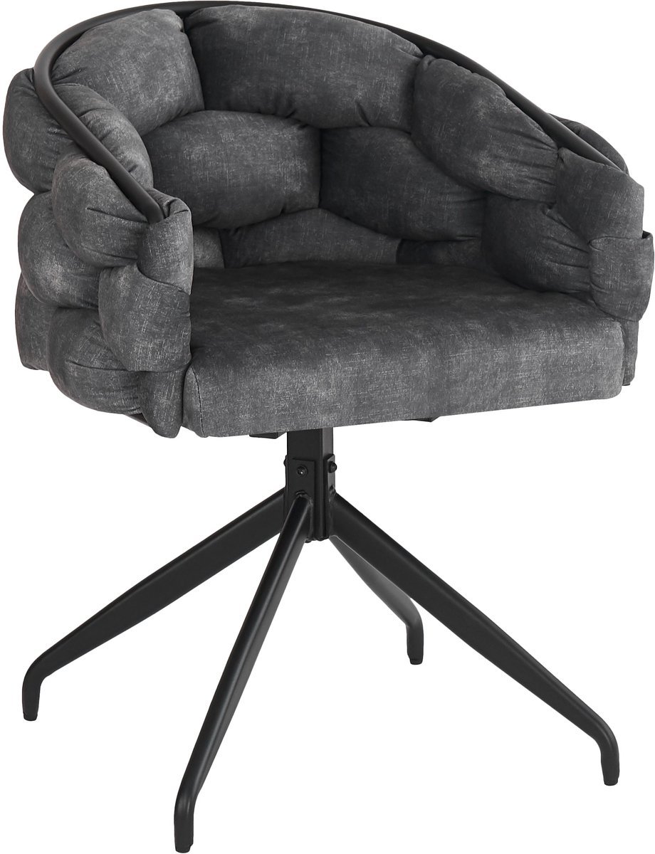 Merax Set Van 2 Draaibare Eetkamerstoelen Met Fluwelen Bekleding - Luxe Bubble Stoelen Met Rugleuning - 360 Graden Draaistoel Met Metalen Onderstel - Grijs - Draaggewicht 150 Kg