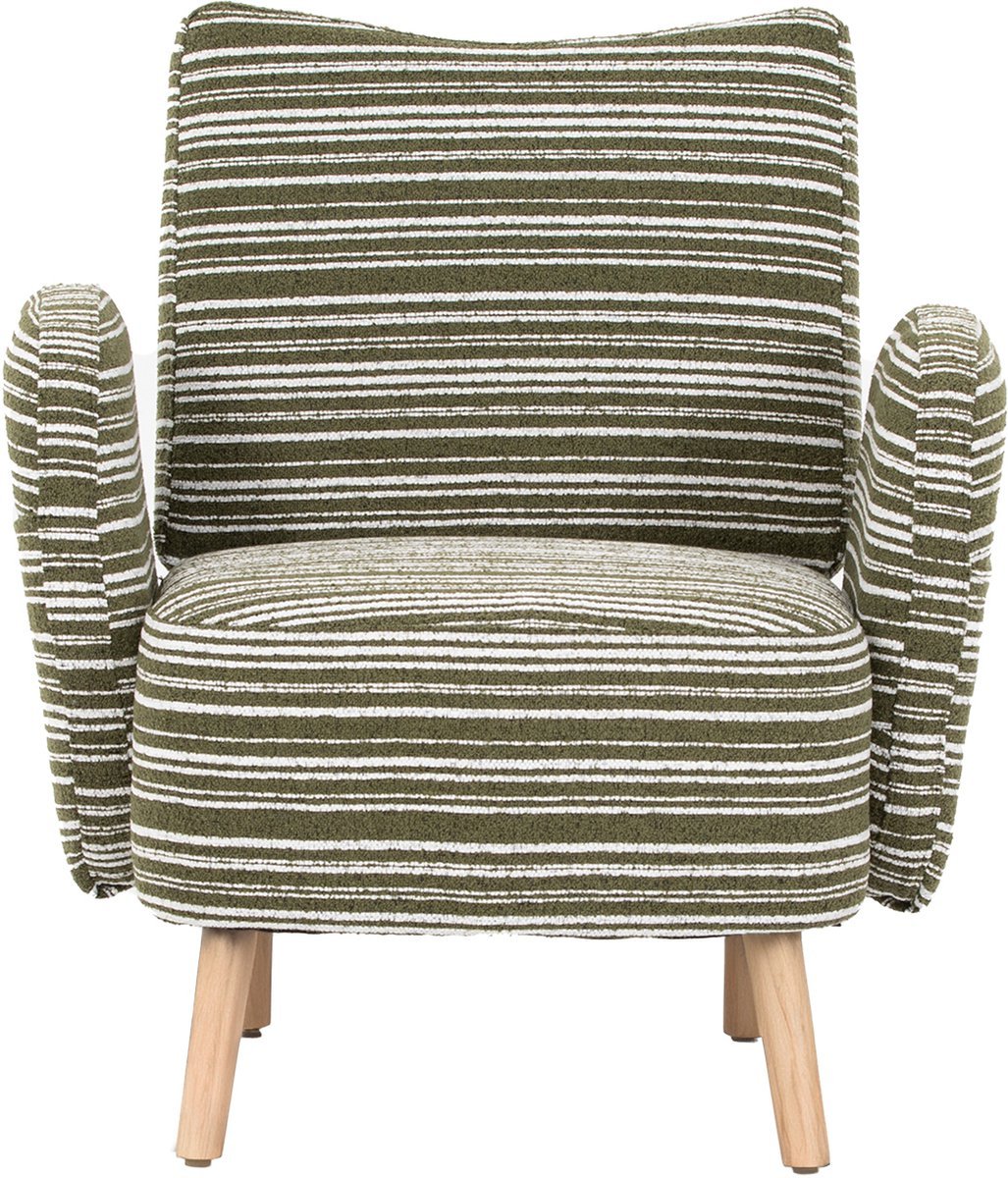 Moderne fauteuil, stof met cirkelpatroon, met zijzak, poten van massief hout, comfortabele leesstoel, woonkamer, slaapkamer, kantoor-Olijfgroen