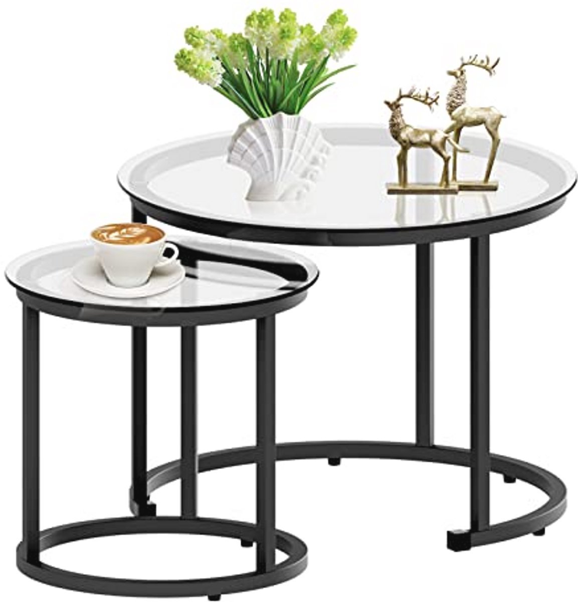 Nesting Salontafel van Glas in Zwart