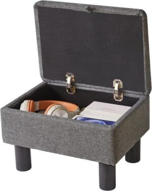 Opberg Poef - Ottomaan Voetenbank - Ontspannen Zitten - Verborgen Opbergruimte - 40 cm Diep - Lichtgrijs