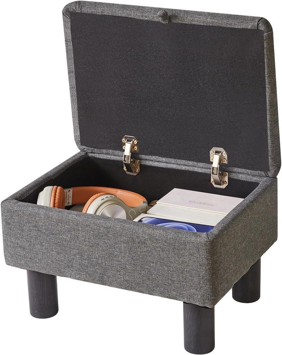 Opberg Poef - Ottomaan Voetenbank - Ontspannen Zitten - Verborgen Opbergruimte - 40 cm Diep - Lichtgrijs