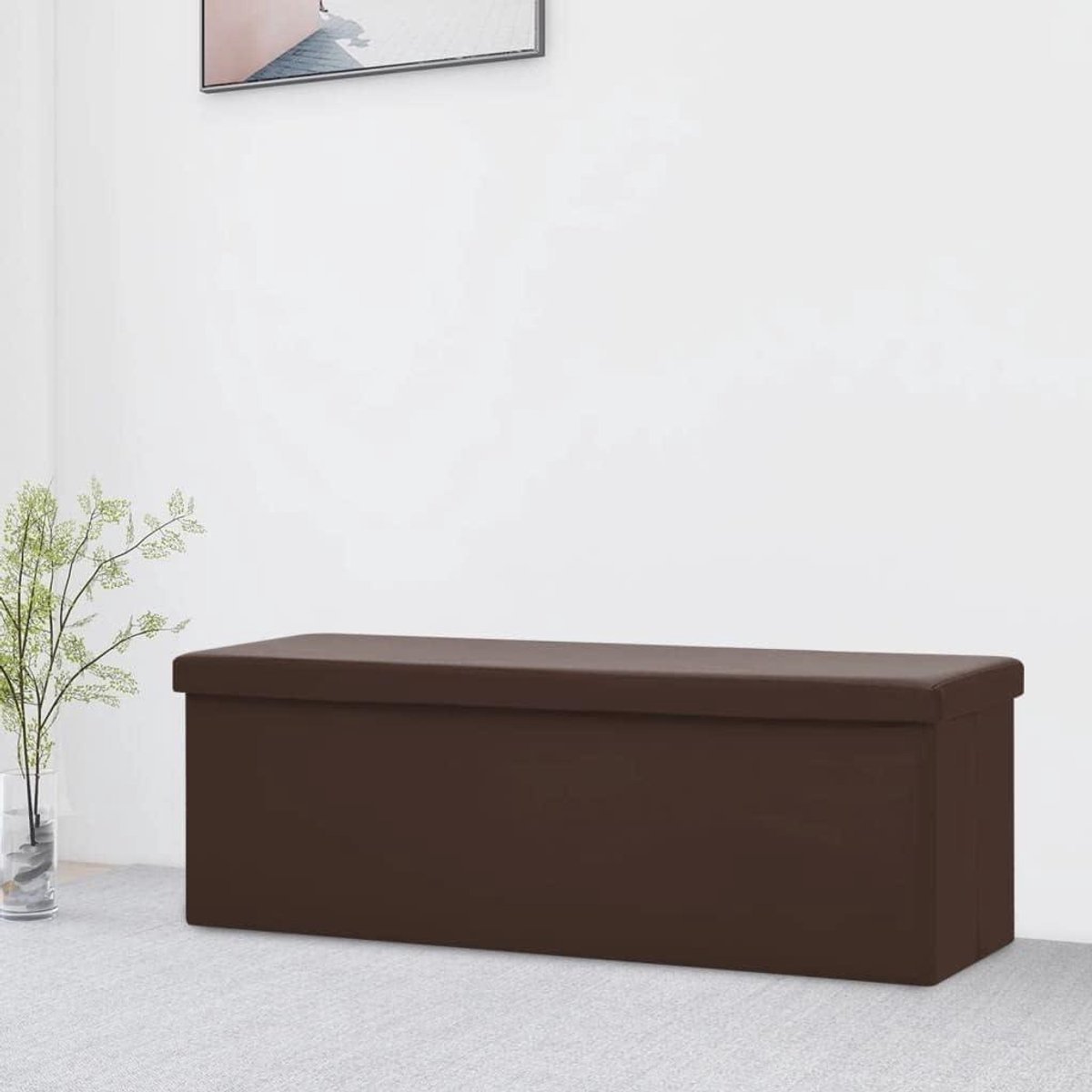 Opbergbank Bruin - Zitbank Kist - Woonkamer Organiseren - Opvouwbaar Design - 110 cm breed - Bruin