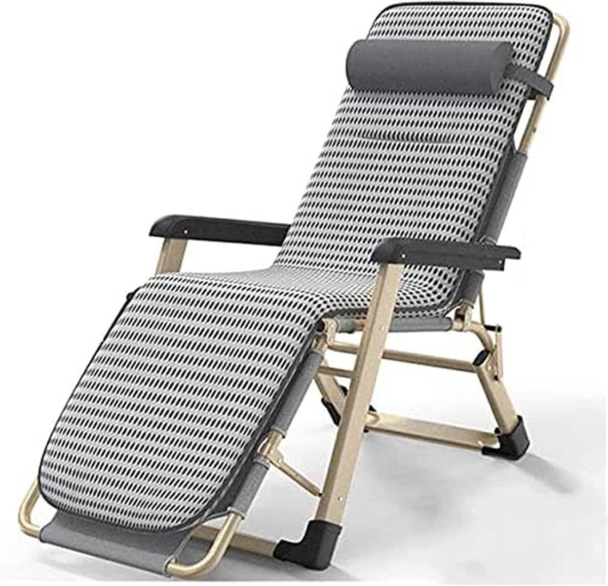Opklapbare Ligstoel - Fauteuil Lounger - Tuin Ontspanning - Verstelbaar Hoofdsteun Kussen - 178cm Lang