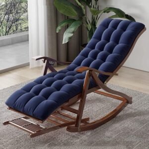 Opvouwbare fauteuil - Schommelstoel met steun - Ontspannen in huis - Met voetmassage - 76 cm diep - Blauw